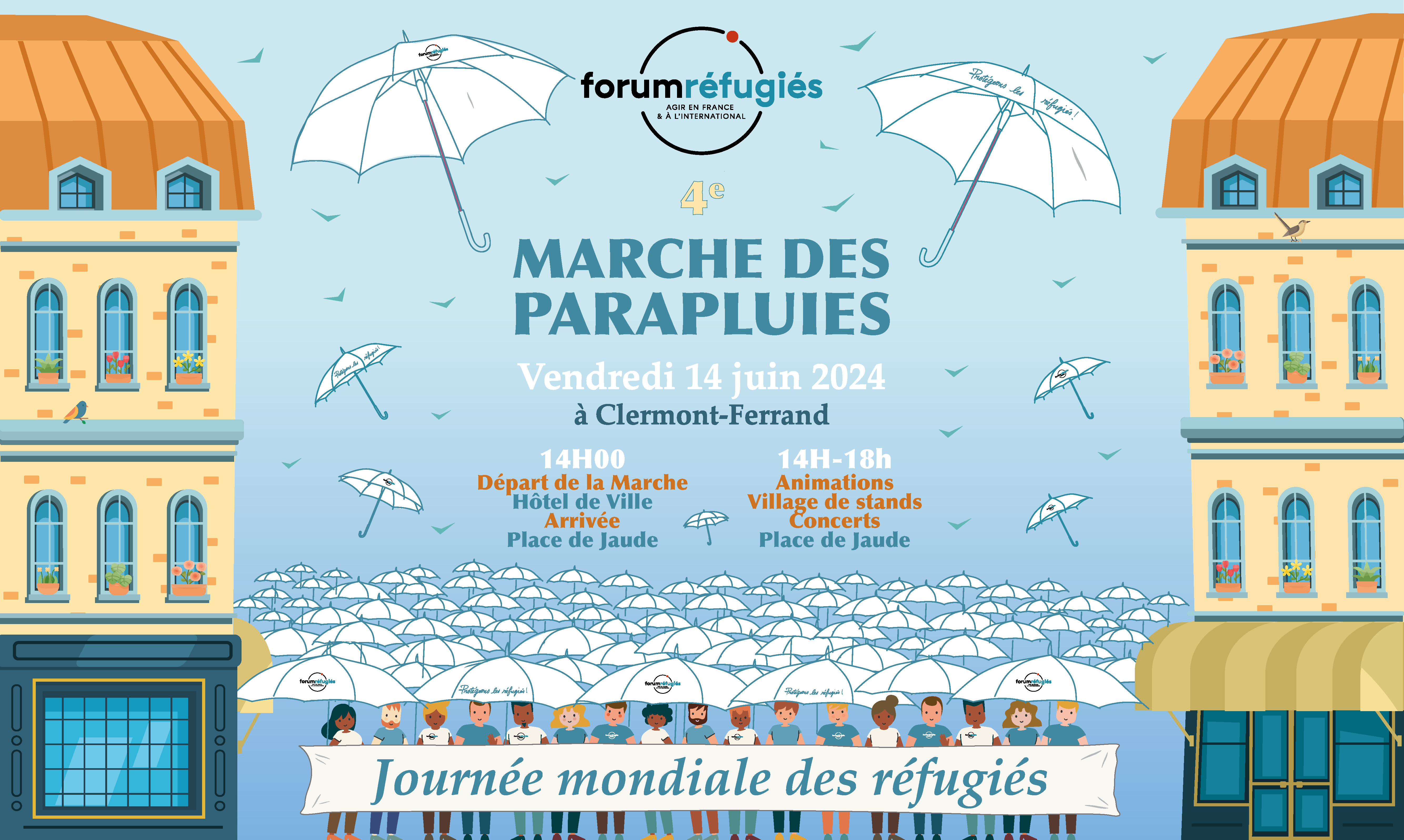 Journée mondiale des réfugiés | 4ème Marche des parapluies à Clermont-Ferrand 