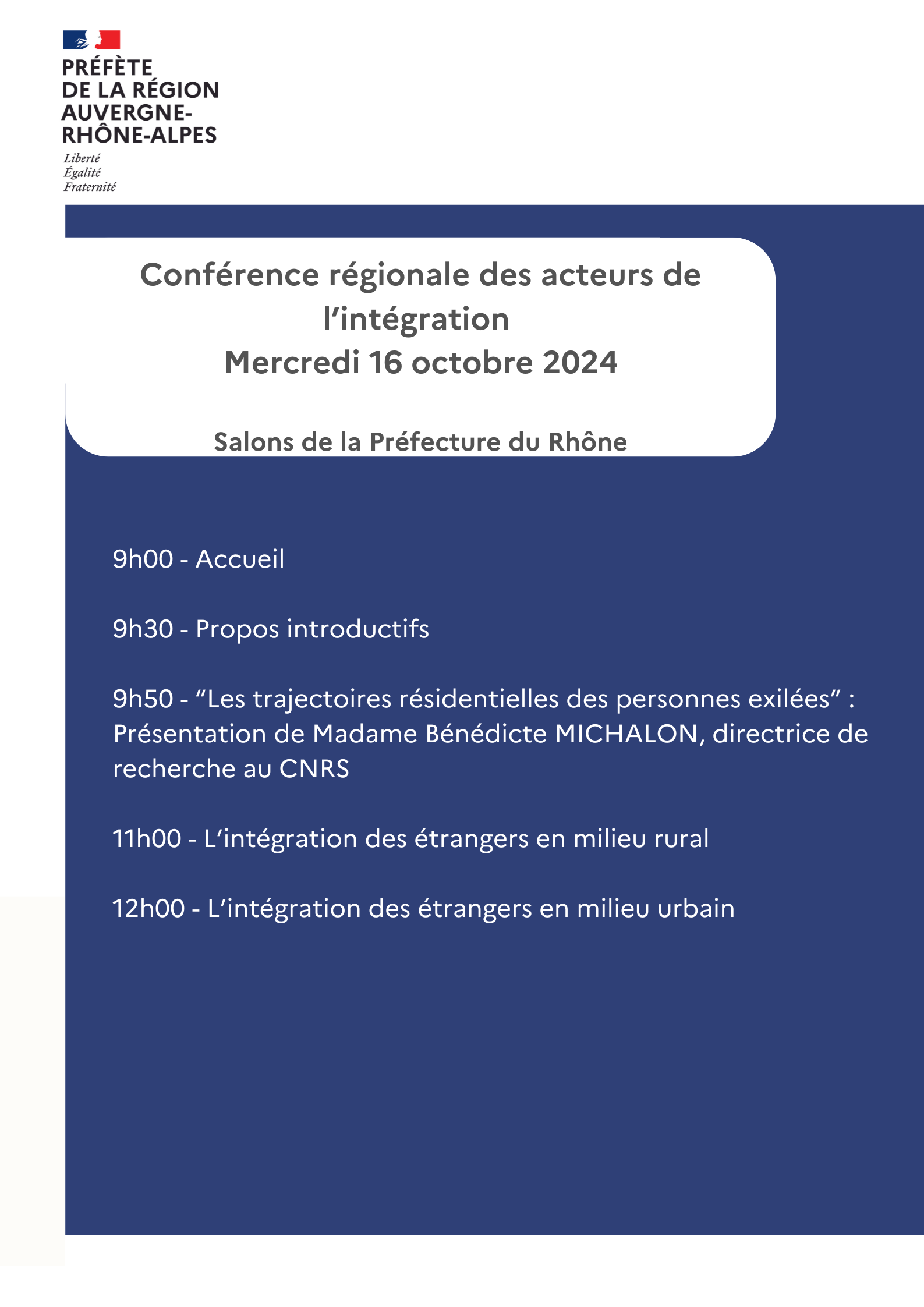 Programme Conférence régionale des acteurs de lintégration