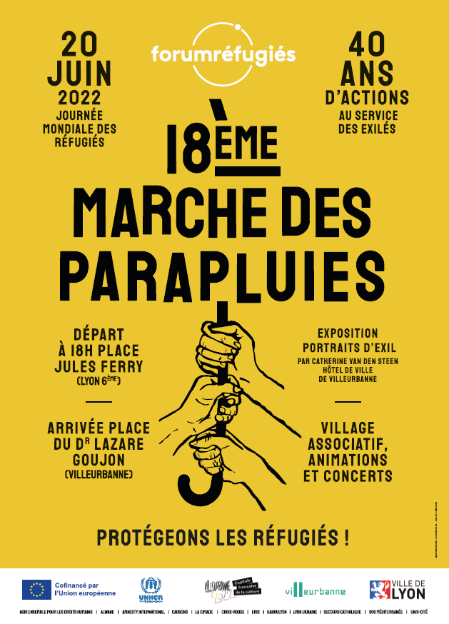 Journée mondiale des réfugiés | 18ème Marche des parapluies à Lyon-Villeurbanne